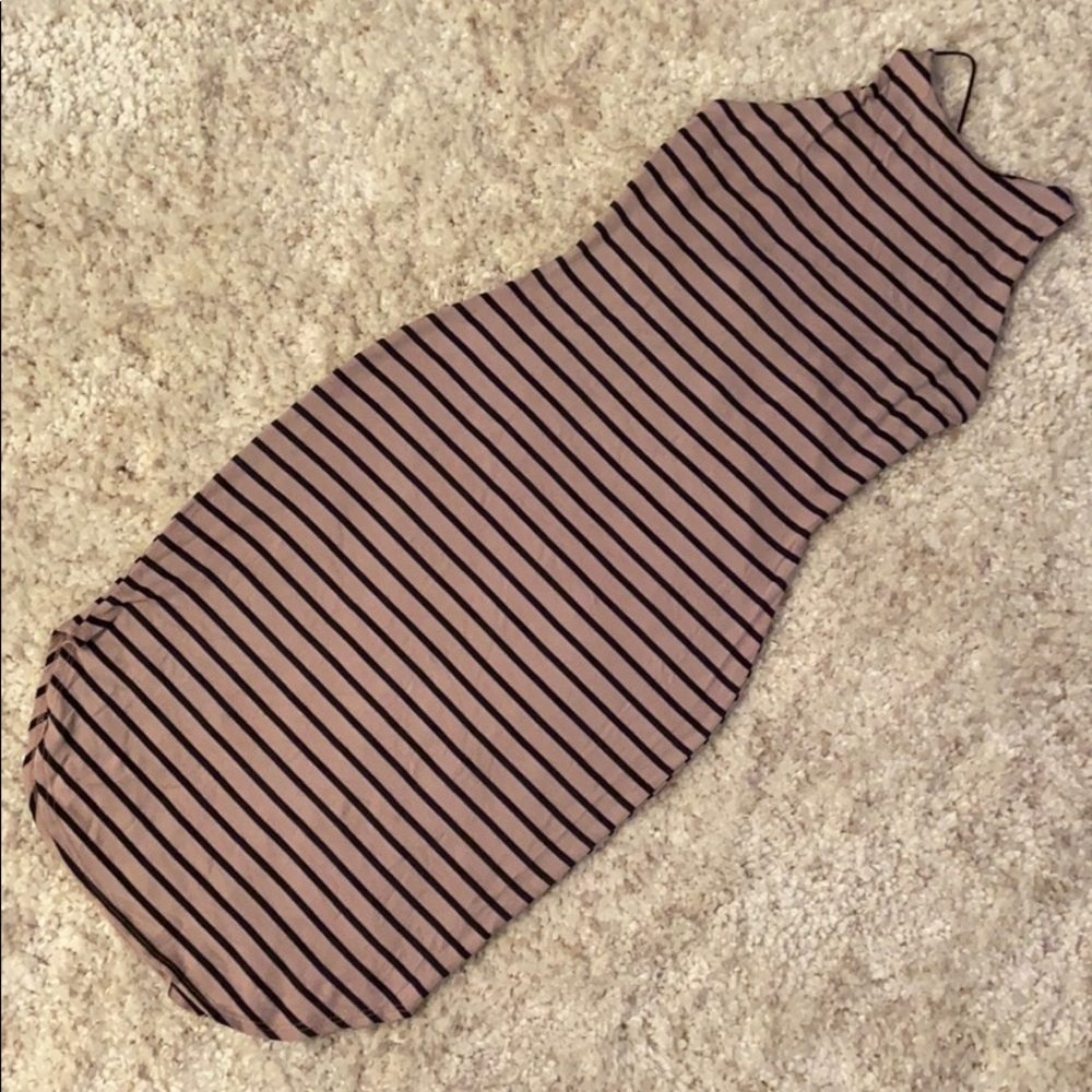 Stripe midi dress open back